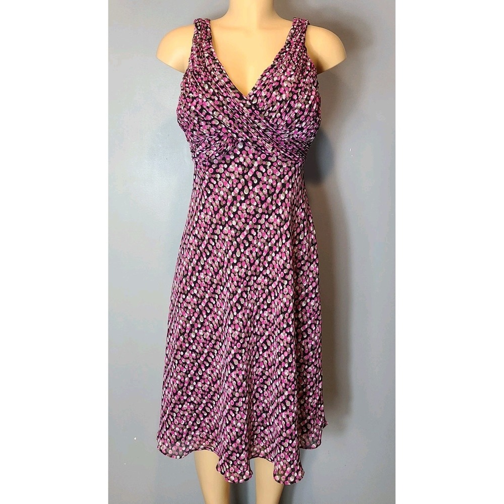 Vtg Jones Wear Midi Dress Polka Dot 90s Retro Preppy Sz 10 Party Wedding Guest